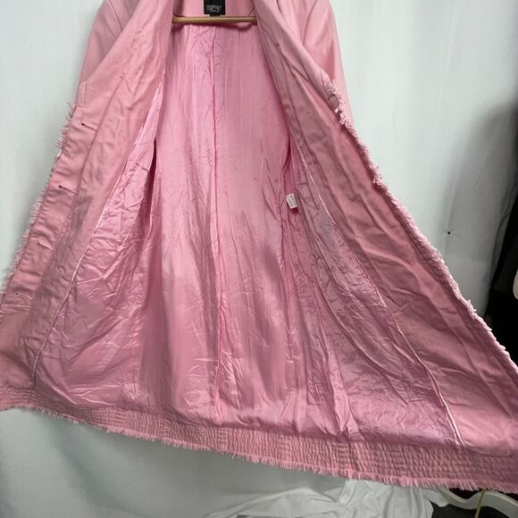 Esprit Trench Coat Jacket Size‎ M Bubblegum Pink Twill Mid Length Barbiecore Y2K - Picture 16 of 16